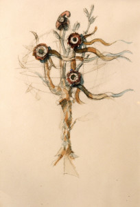 Albero della libertà 1987 acquarello su carta 44 x 30 cm