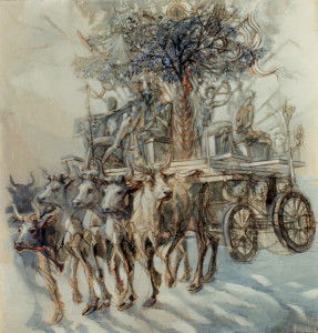 Il carro della Festa 1987 olio su tela 204x200 cm