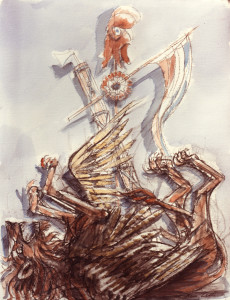 La fine di Venezia 1989 temera su carta 50x60 cm