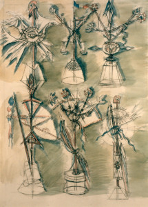 Progetti per Albero della Libertà 1989 acquarello su carta 70 x 50 cm