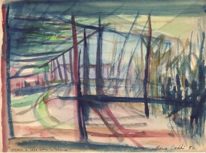 1. Ottobre di sera sotto il portico, 1950, acquarello su carta, 15,5x21 cm