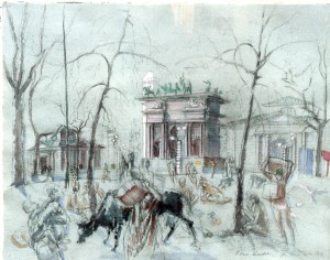 Arco della Pace, 1990, tempera su carta, 50x65 cm