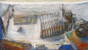 Piazza Duomo, 1991, olio su tela, 45x80 cm