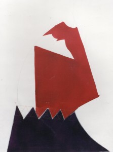 Faccia rossa, 1969, carbone e inchiostro su carta, 50x38 cm