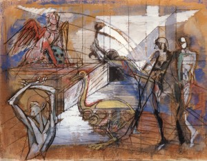 Oca meccanica, 1993, tecnica mista su tela, 60x80 cm