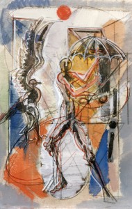 Ombrello, 1993, tecnica mista su tela, 60x40 cm