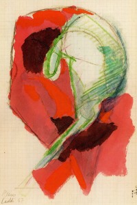 Corazza facciale, 1967, acquarello su carta, 28x19 cm