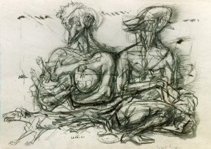 20. Rapporti famigliari, 1962, carbone su carta