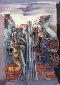 Scala mobile, 1993, tecnica mista su cartone, 46x56 cm