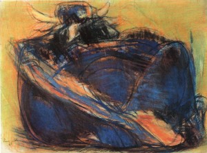 22. Vacca blu, 1963, pastello su carta, 49x68 cm
