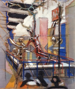 Uscita della metro, 1993, tecnica mista su tela, 60x50 cm