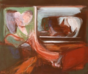 24. Amore in auto, 1963, olio su tela, 85x100 cm