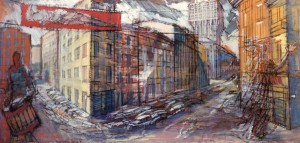 Via Pantano, s.d., olio e tempera su tela, 45x95 cm