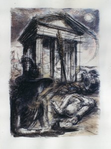 Cinque Giornate, 1999, carbone e acqurello su carta, 61x45 cm