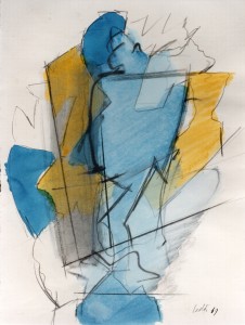 Ombra gialla, 1969, matita e acquarello su carta, 28x21 cm