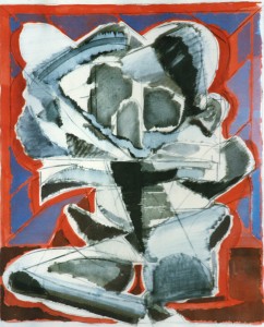 Teste II, 1969, tecnica mista su carta, 60x50 cm