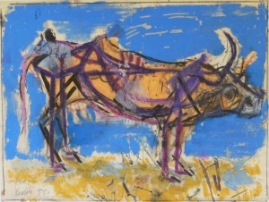 3. Vacca, 1955, tecnica mista su carta, 22,5x30 cm