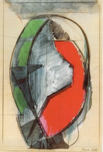 Funzione, 1970, tempera su carta, 28x19 cm