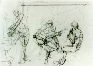 Concerto, 1984, matita su carta, 38x55 cm