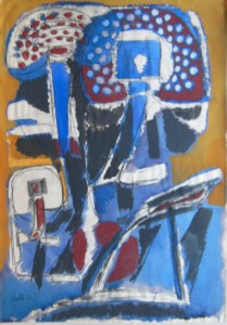 6. Sedili, 1959, carbone e tempera su carta, 47x34 cm