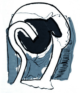 Testa grigia, 1967, puntasecca e intaglio a colori, 47x32 cm