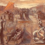 Parco Sempione, 1987, olio su tela, 54x80 cm