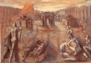 Parco Sempione, 1987, olio su tela, 54x80 cm