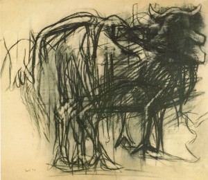 8. Vacca nera, 1959, carbone su carta, 59x68 cm