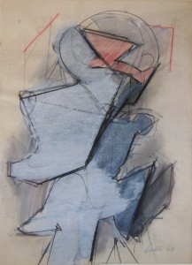 Figura, 1968, matita e acquarello su carta, 29x22 cm