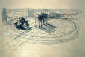 Piazza Sempione, 1988, matita e acquarello su carta, 30x44 cm