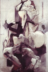 Maternità argento, 1967-73, olio su tela, 120x80 cm