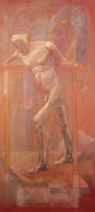 Mio padre, 1973-1975, olio su tavola, 207x100 cm