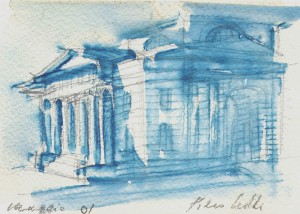 Casello, 2001, matita e acquarello su carta, 10x15 cm