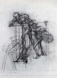Studio per mio padre, 1973, carbone su carta, 57x43 cm