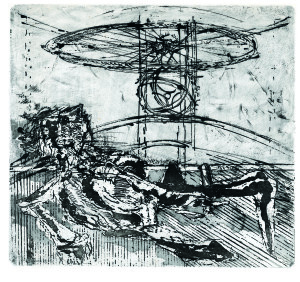 Caduta, 1966, acquaforte acquatinta, 43x47 cm