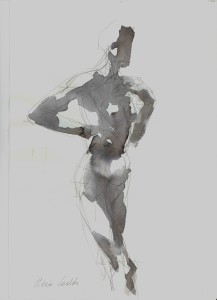 Braccia sui fianchi, s.d., matita e aquarello su carta, 29,5x21 cm