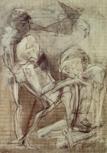 Compianto bianco, 1973, matita e tempera su tela, 71x51 cm