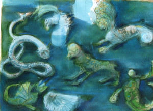 Acquario III, 2005, acquarello e pastello su carta, 58x80 cm