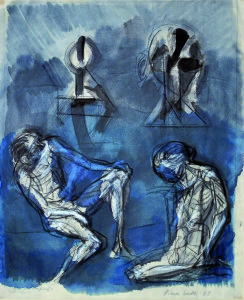 Studio per compianto, 1973, matita e inchiostro su carta, 65x50 cm