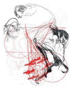 La pedalata, 1973, acquaforte acquatinta a colori, 39x31 cm