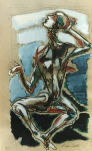 Pasifae, 1990, carbone e tempera su carta, 44x27 cm