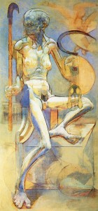 Bifolco (trittico), 1974-75, olio su tavola, 173x83 cm