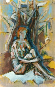 Chiara, 1991, carbone e tempera su compensato, 37x23 cm