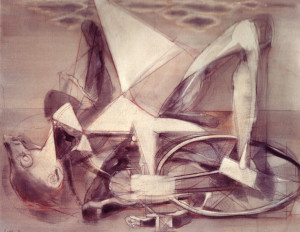 Il Pantografo, 1973, olio su tela, 90x110 cm