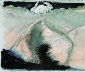 Porto di Genova, 2006, tecnica mista su carta, 28x37 cm