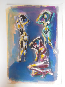 Cena da Neve, 2008, tecnica mista su carta, 37,5x25,5 cm