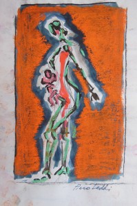 Studio per la Contadina, 2012, tecnica mista su carta, 21x14 cm