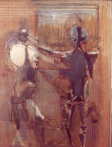 Alterco, 1973, olio su tela, 100x75 cm