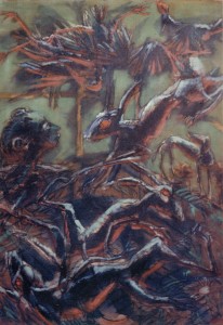 Il sogno della caccia, 1965, olio su tela, 174x125 cm