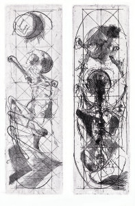 Dittico dei contadini, 1973, acquaforte su due lastre, 32x10 cm